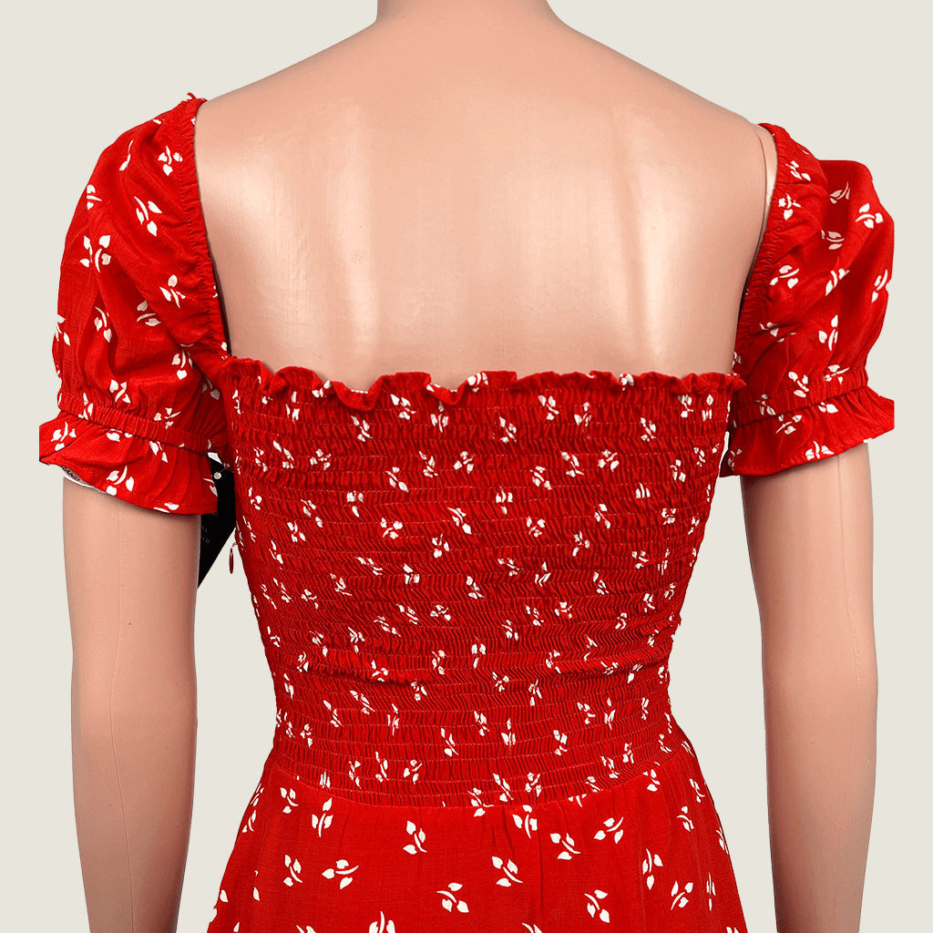 Faithful The Brand Genevieve Cherry Red Mini Dress Back Detail