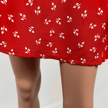 Faithful The Brand Genevieve Cherry Red Mini Dress Hem Detail