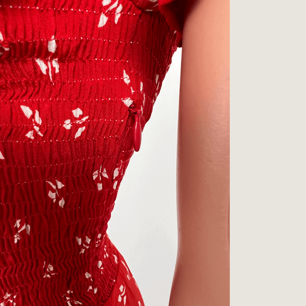 Faithful The Brand Genevieve Cherry Red Mini Dress Zip Detail