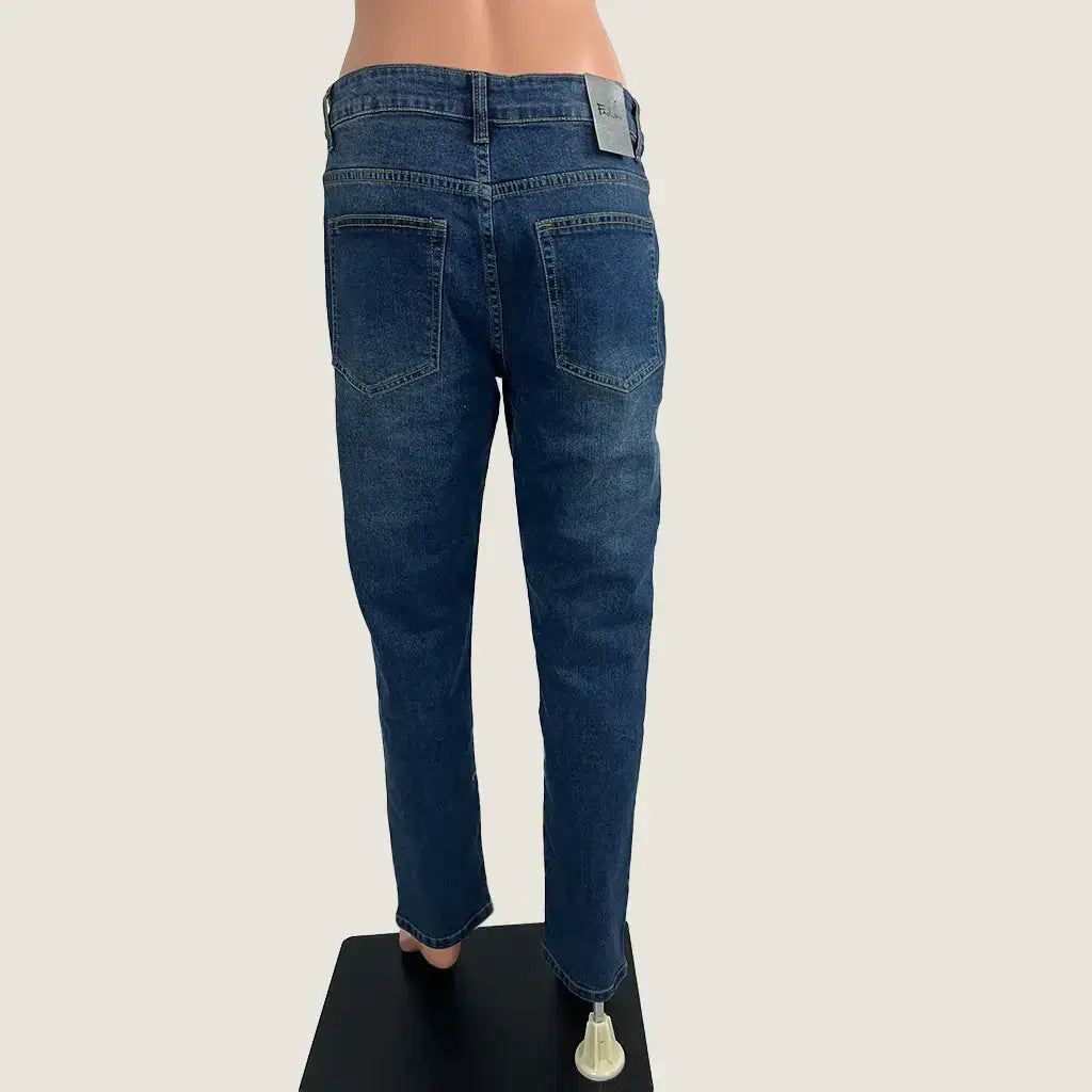 Back View of the Fashion Dark Blue Women's Jean