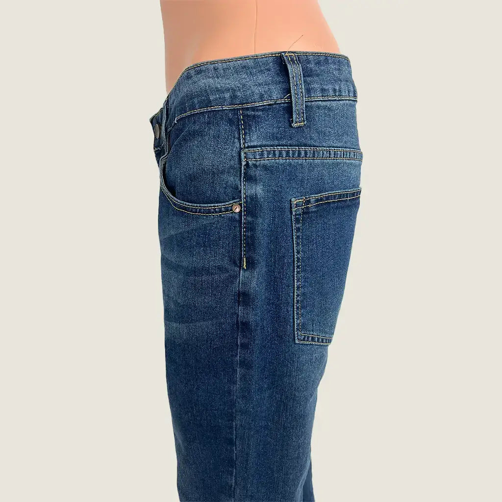 Side Detail View of the Fashion Dark Blue Women's Jean