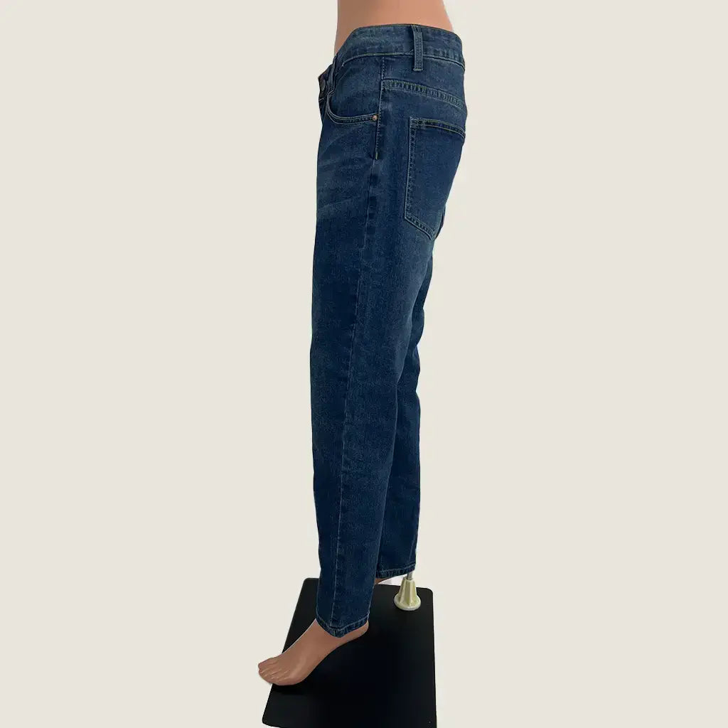 Side View of the Fashion Dark Blue Women's Jean