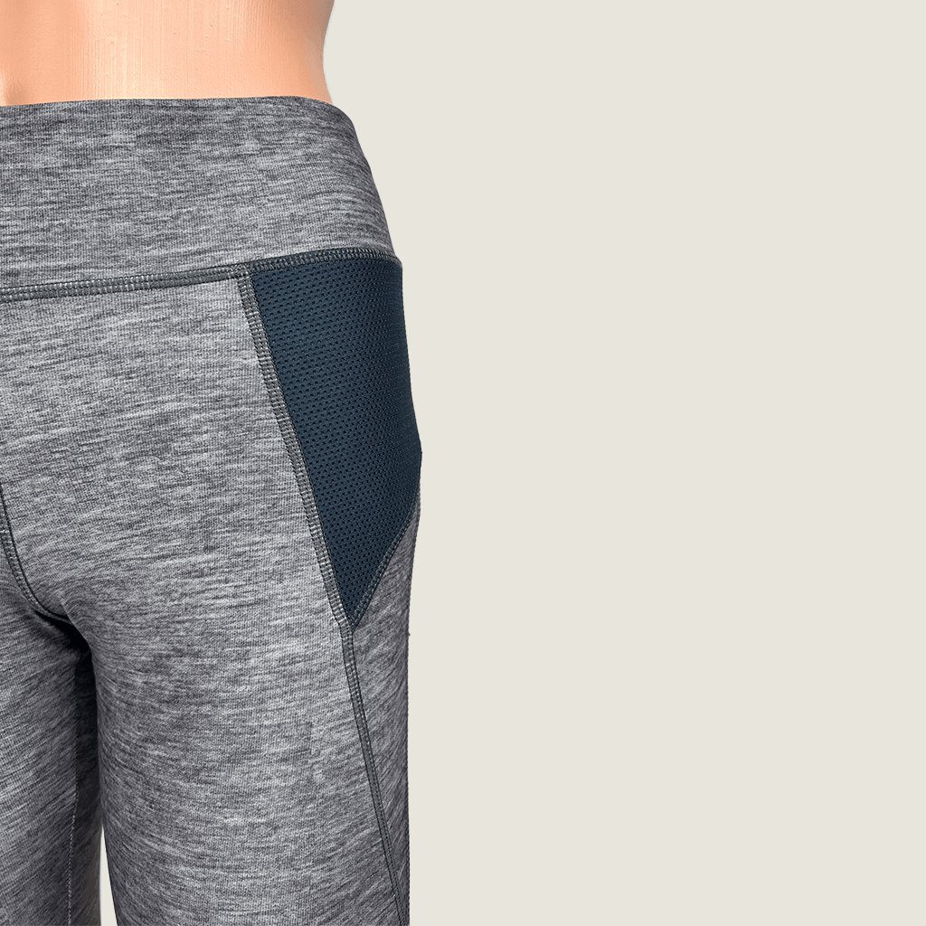 First Base Fit Grey Full Length Leggings Hip Details