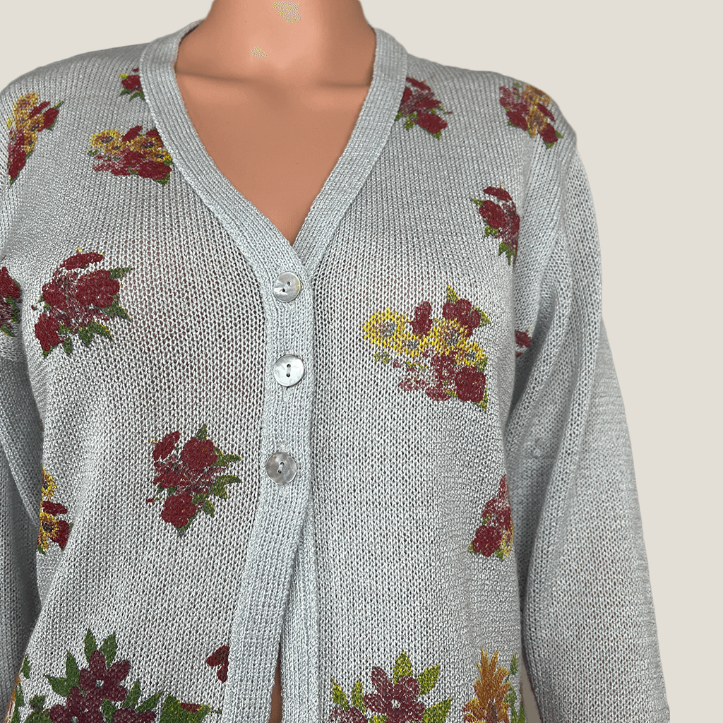 Floral Print Cardigan Buttons Detail