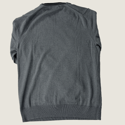 Back view of the Fred Perry Knit Tennis V-Neck Jumper Hem Detail