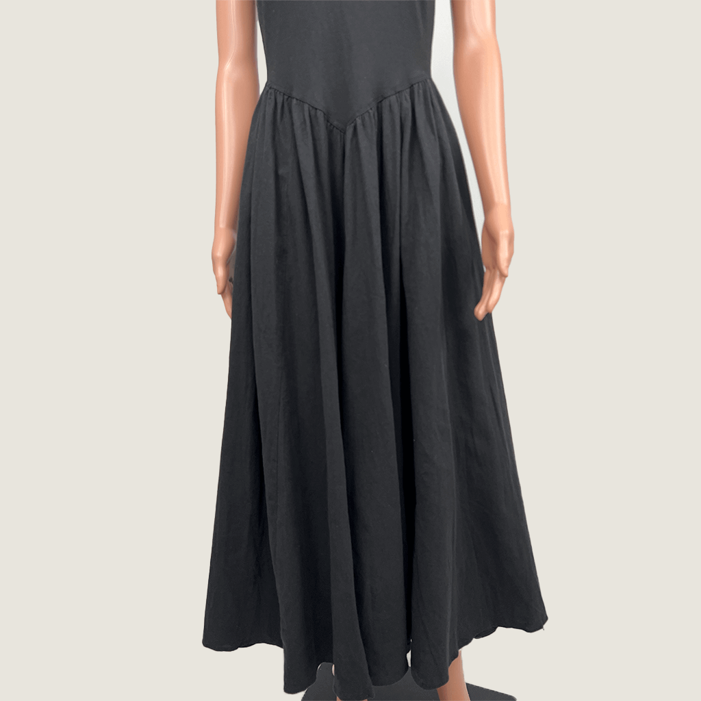 Free People Black Maxi Sleeveless Dress Skirt Detail