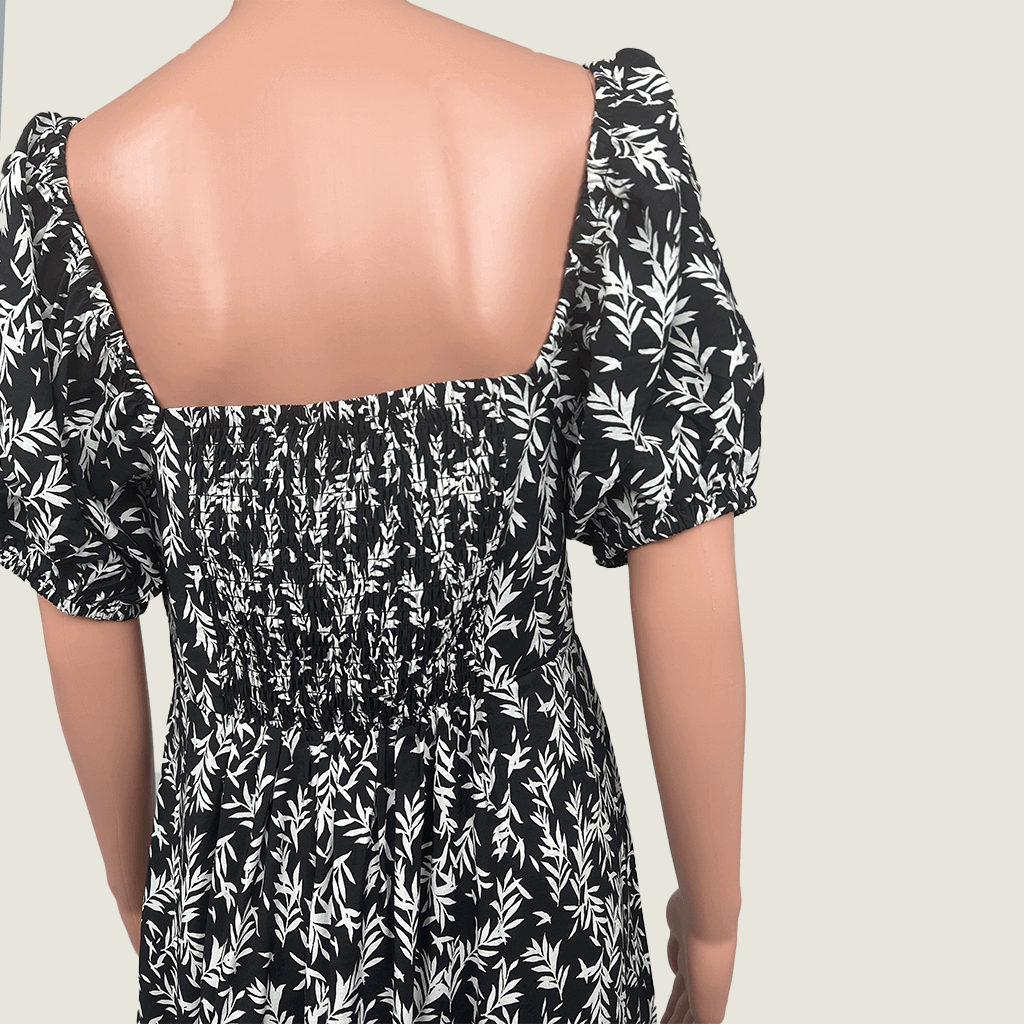 French Connection Sweetheart Midi Dress Back Shirring Detail