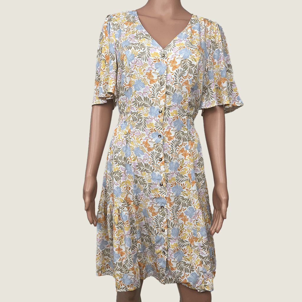 French Connection Flutter Sleeve Tea Mini Dress Front