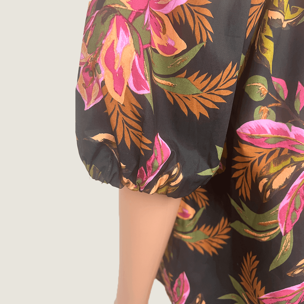French Connection Tropical Print Women's Top Sleeve Detail