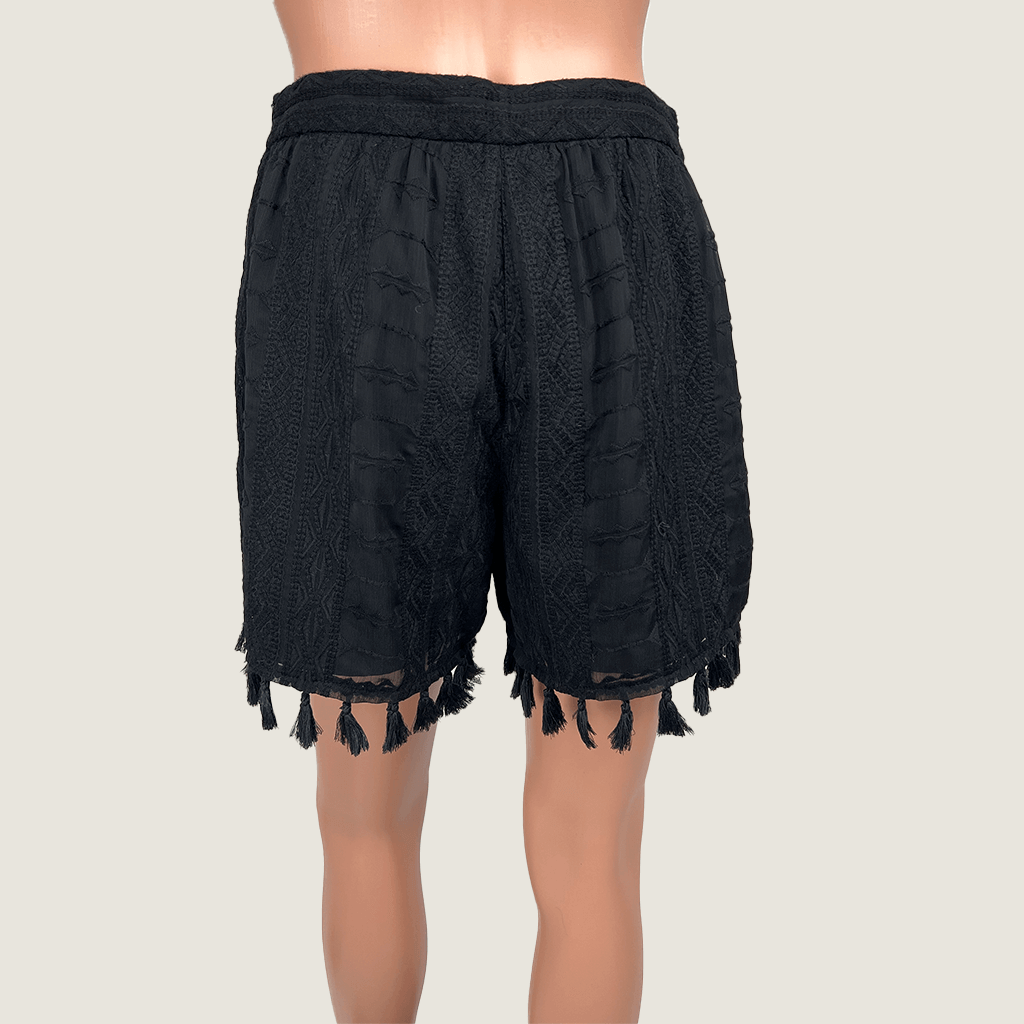 French Connection Embroidered Shorts With Tassels Back