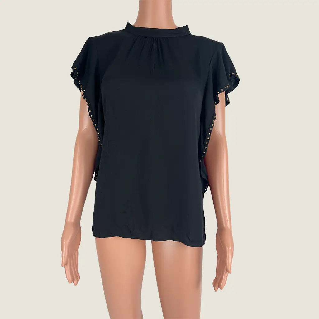 Front View of the G.D.S Short Sleeve Black Top