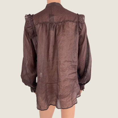 Back View of the G.D.S. Estella Long Sleeve Sheer Blouse