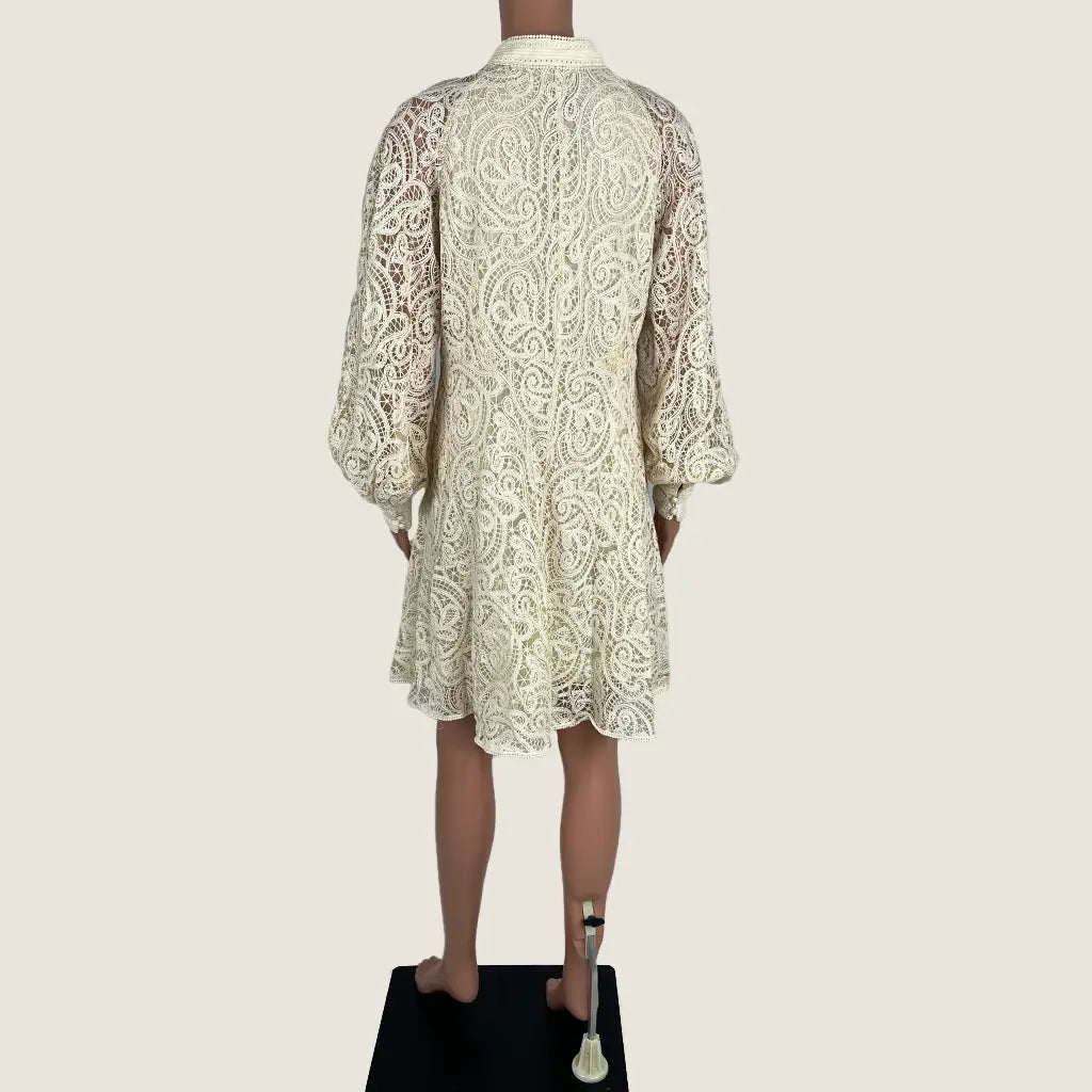 Back view of the GDS Estella Lace Midi Long Sleeve Dress