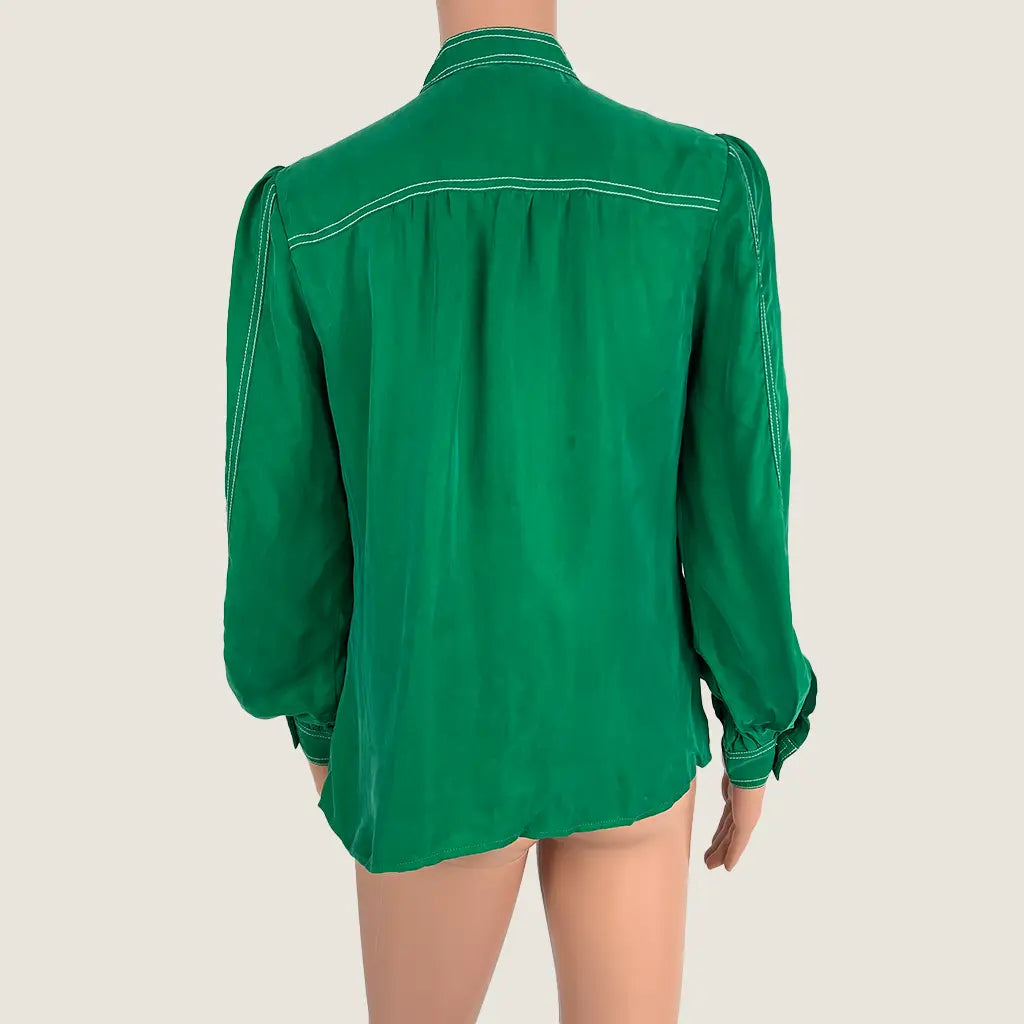 Back View of the GDS Helenam Long Sleeve Green Blouse