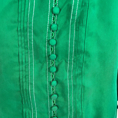 Front Detail View of the GDS Helenam Long Sleeve Green Blouse