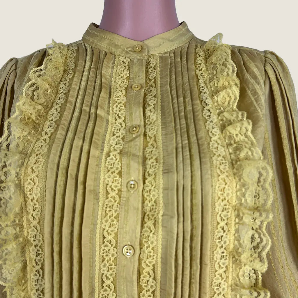 Front Collar View of the GDS Helenam Woman's Long Sleeve Blouse