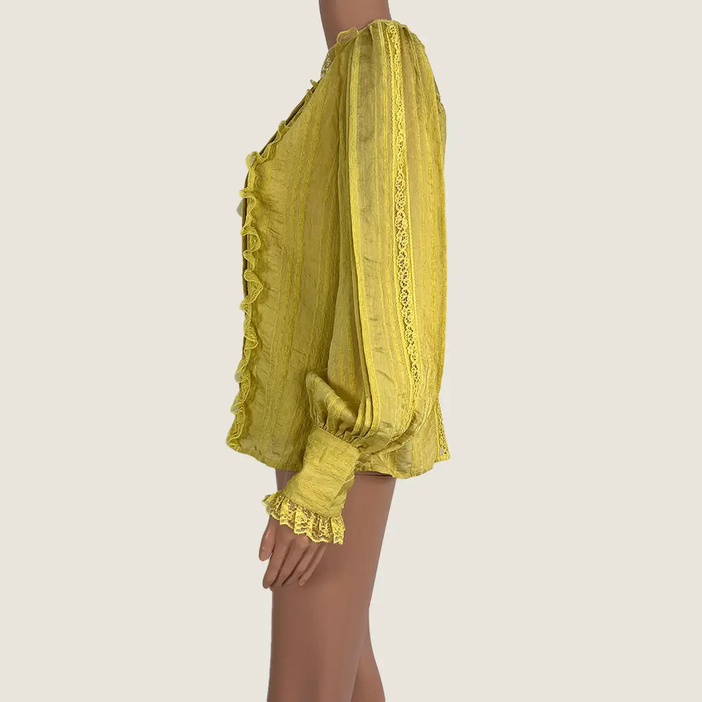 Side View of the GDS Helenam Woman's Long Sleeve Blouse