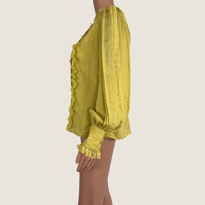 Side View of the GDS Helenam Woman's Long Sleeve Blouse