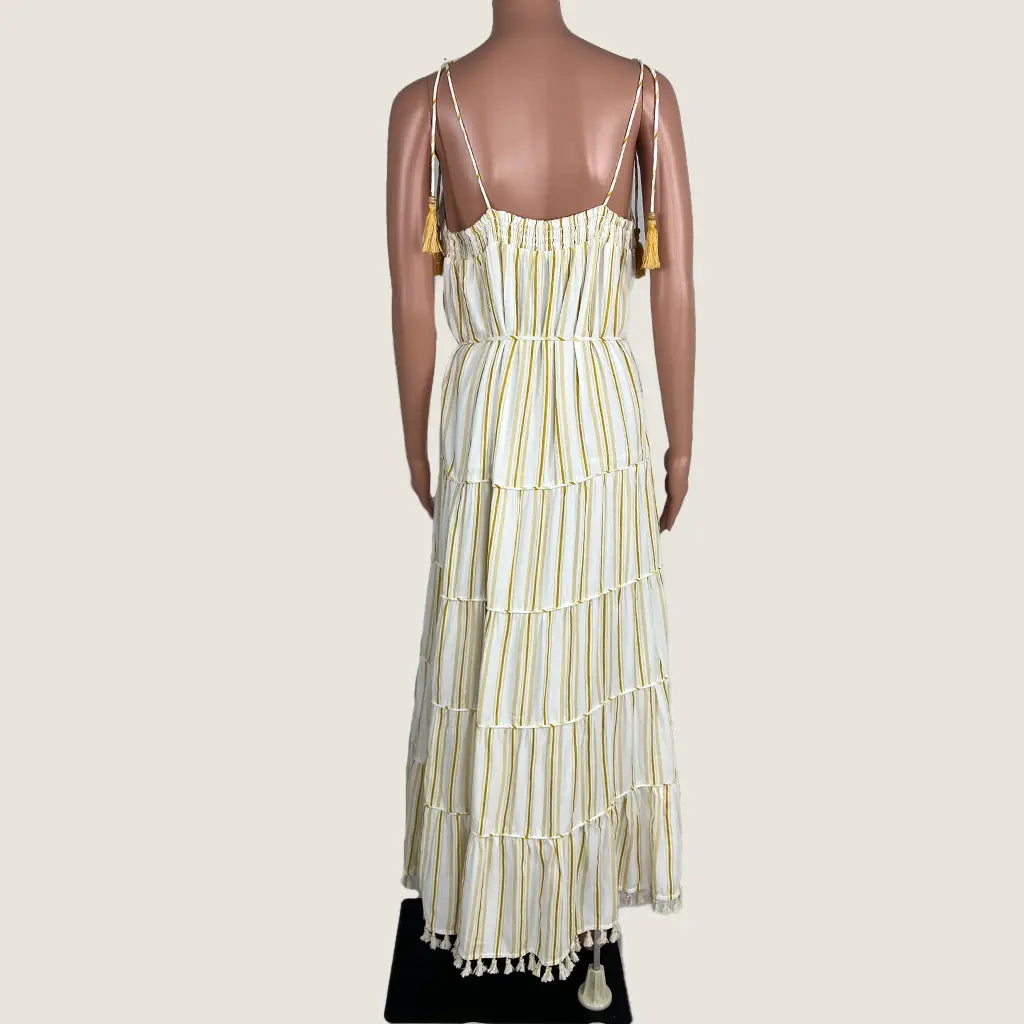 Back view of the GDS Signify Sleeveless Maxi Striped Dress