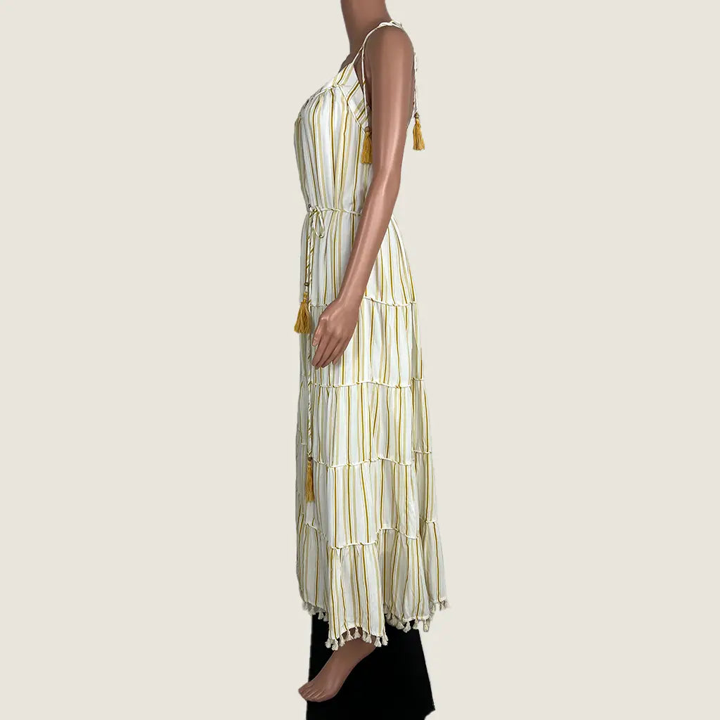 Side view of the GDS Signify Sleeveless Maxi Striped Dress