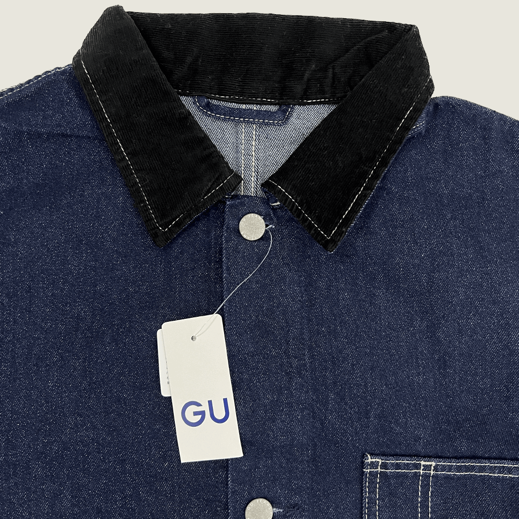 GU Mens Denim Jacket Collar Detail