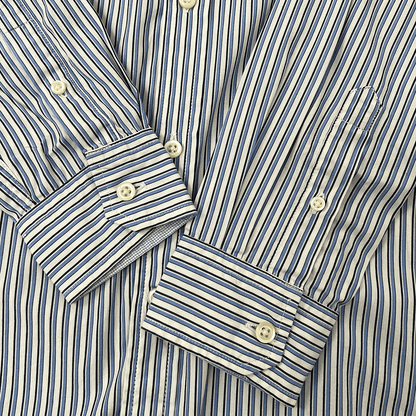 Men's Blue And White Striped Shirt Cuffs