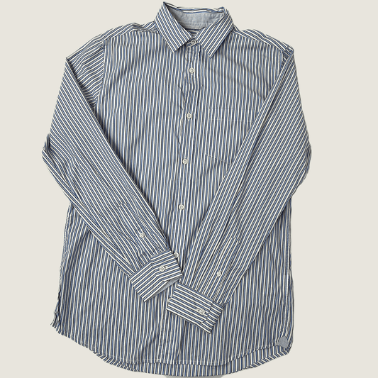 Men's Blue And White Striped Shirt Front