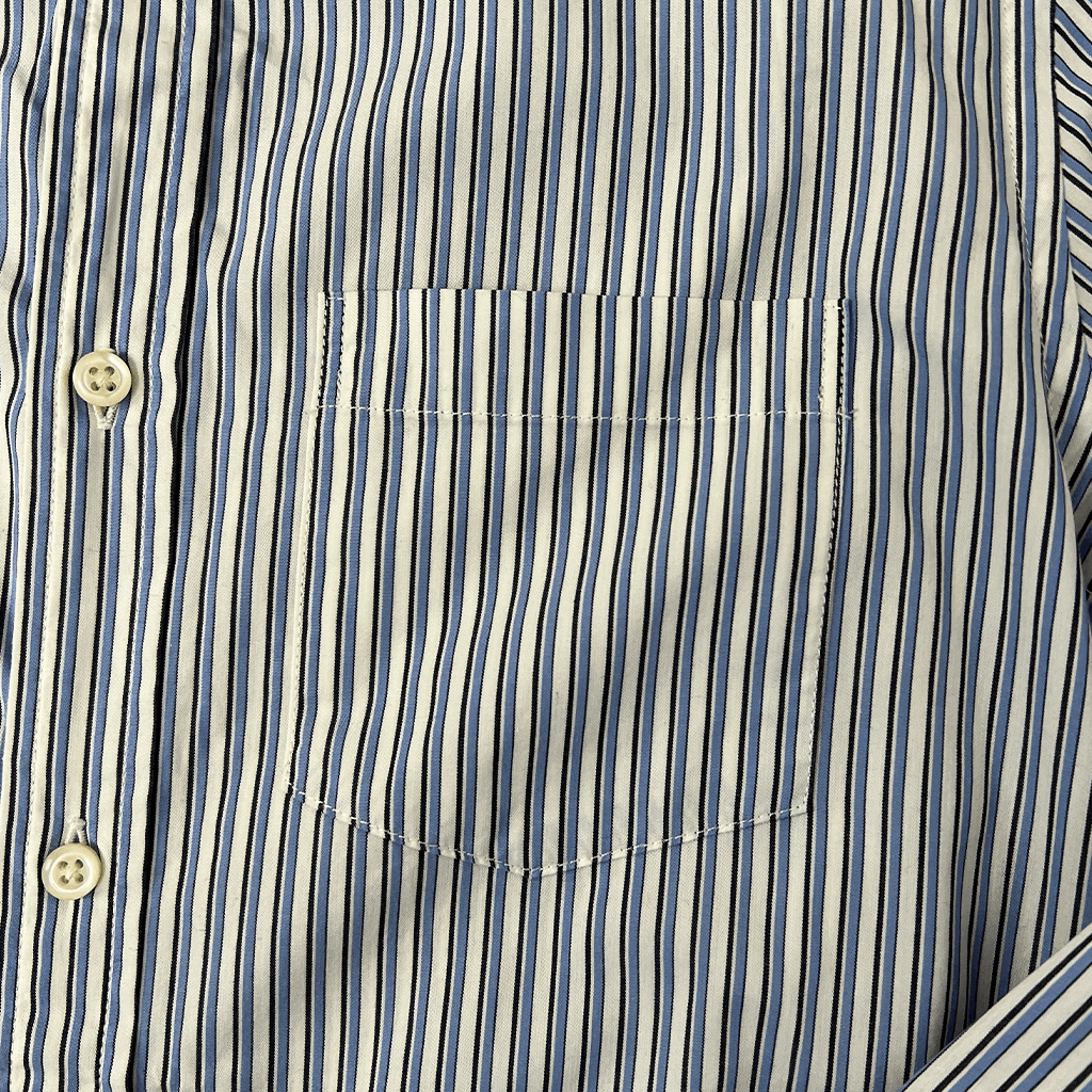 Men's Blue And White Striped Shirt Pocket