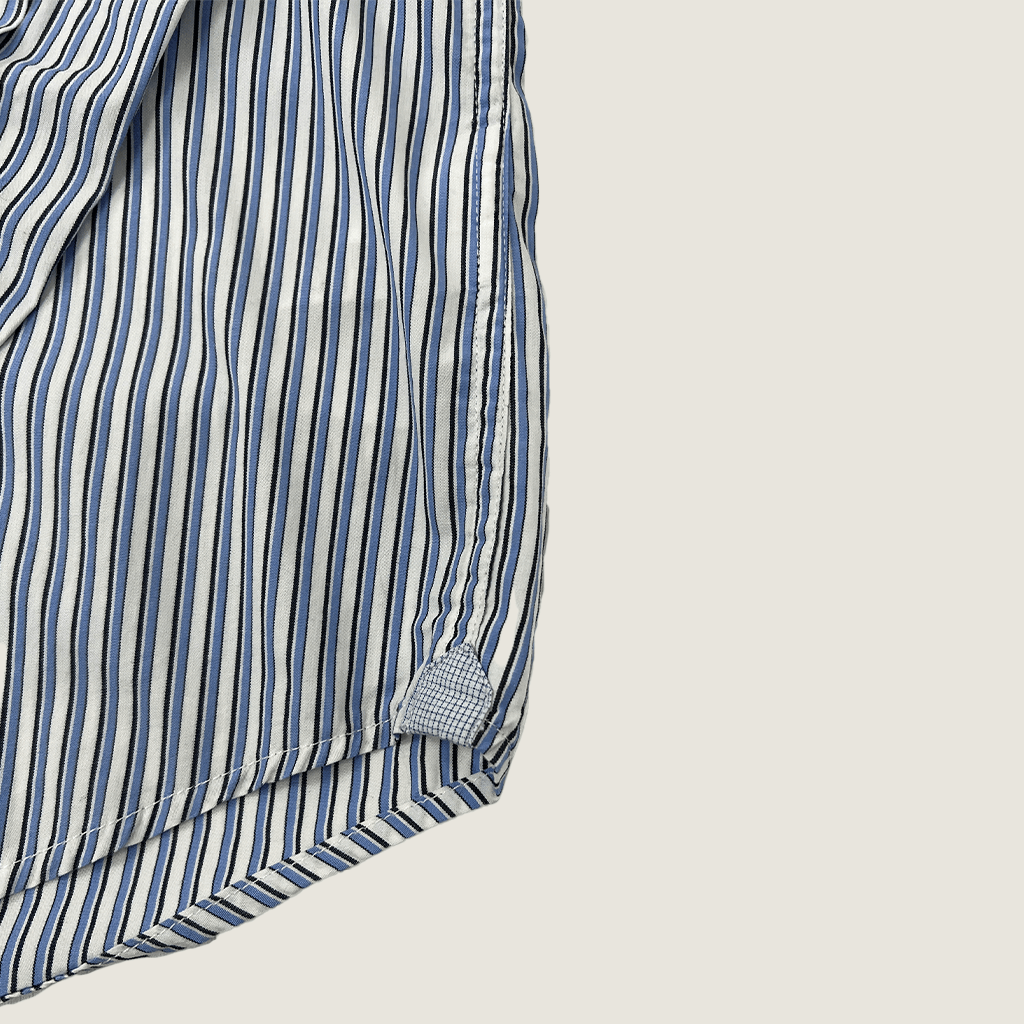 Men's Blue And White Striped Shirt Hem