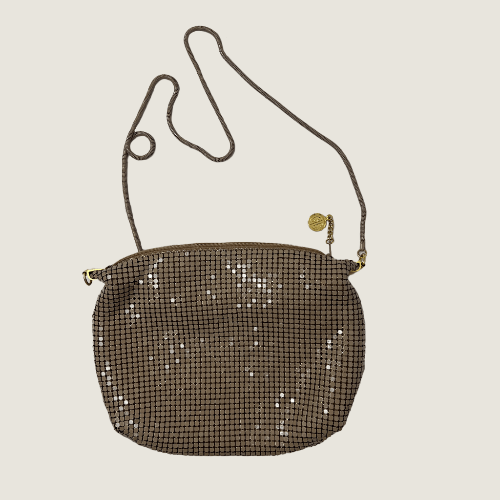 Glomesh Retro Beige Evening Shoulder Bag Front