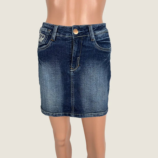 Front View of the Grase Jeans Denim Mini Skirt