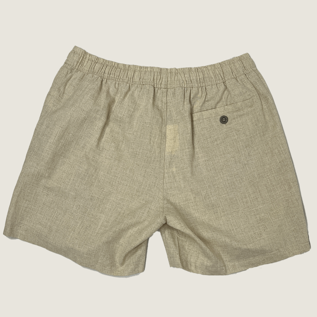 Harvard Front 'Who's He' Linen Shorts Beige Back