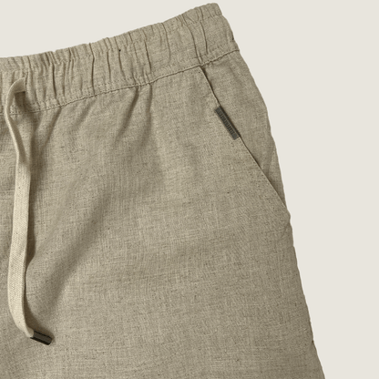 Harvard Front 'Who's He' Linen Shorts Beige Pocket