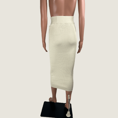 Back view of the Henne Lara Rib Midi Skirt