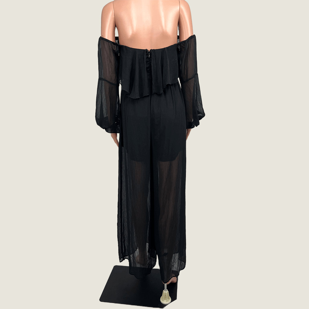 Here Comes The Sun Sheer Black Jumpsuit Back