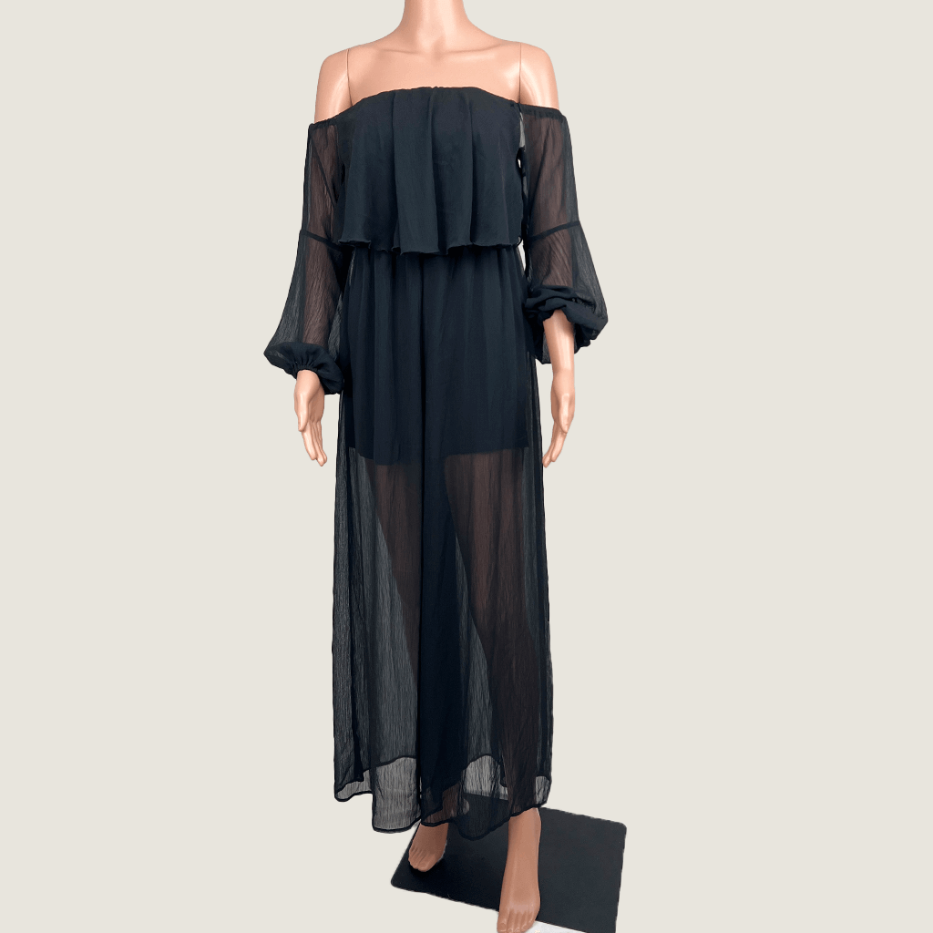 Here Comes The Sun Sheer Black Jumpsuit Front