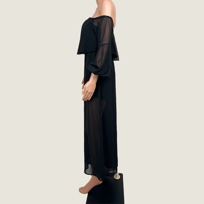 Here Comes The Sun Sheer Black Jumpsuit Side