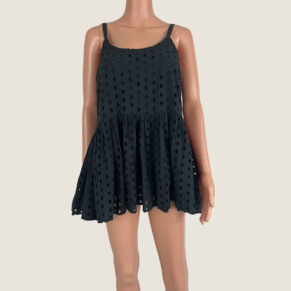 Front View of Holiday Balandra Sleeveless Top in Black