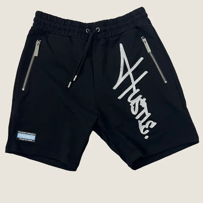 The Hustle Clothing & Co. Black Script Logo Shorts Medium