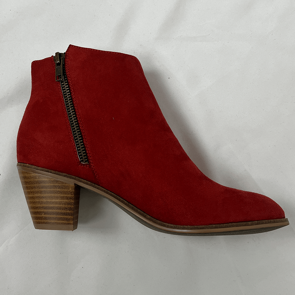I Love Billy Red Suede Boots Zip Detail