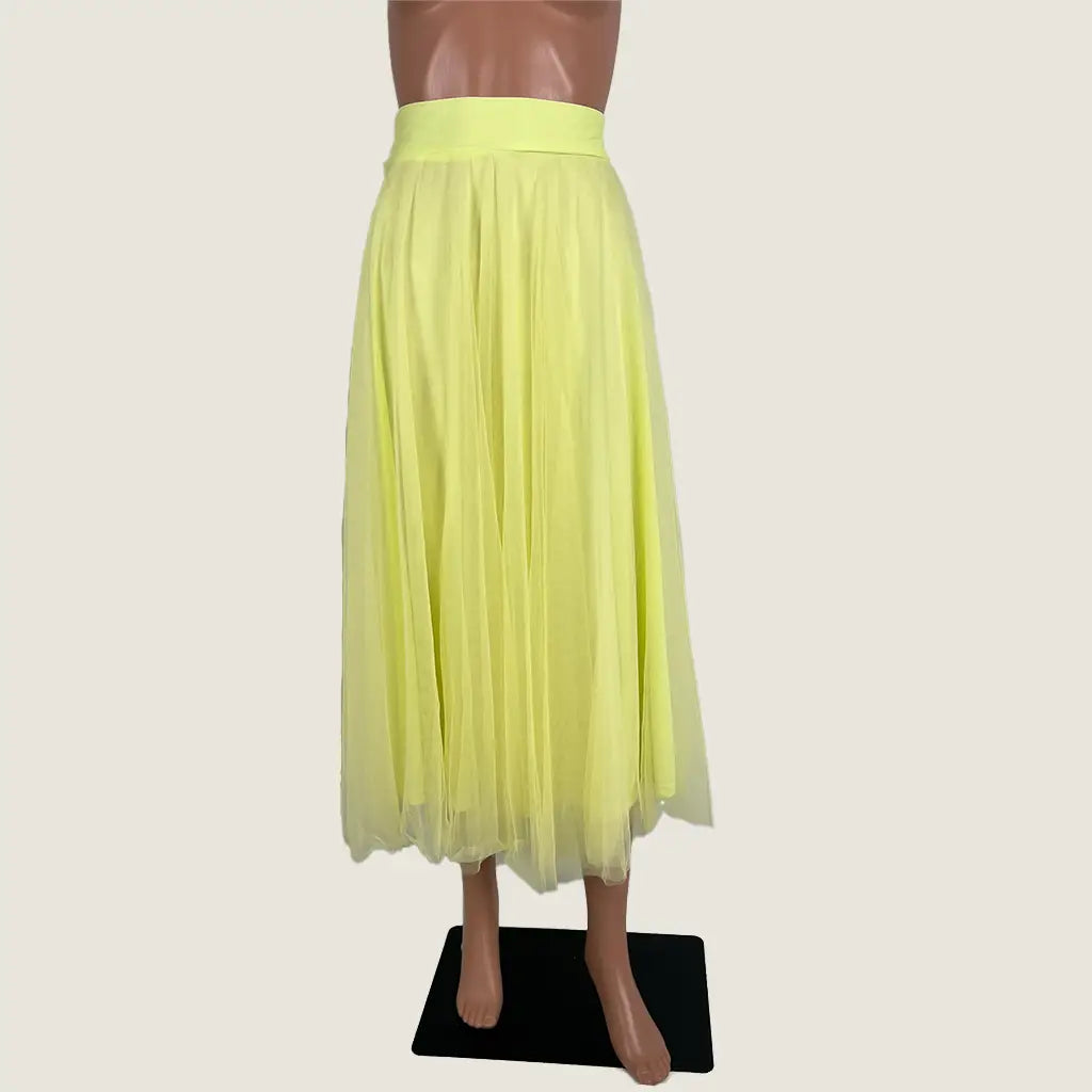 Front View of the Indikah Jasmine Organza Mesh Elasticated Waist Midi Skirt