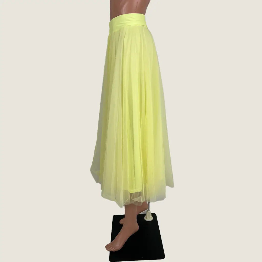 Side View of the Indikah Jasmine Organza Mesh Elasticated Waist Midi Skirt