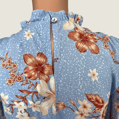Indikah Long Sleeve Floral Midi Dress Back Detail