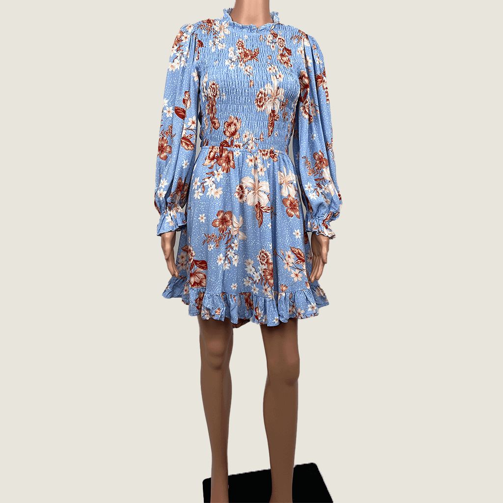 Indikah Long Sleeve Floral Midi Dress Front