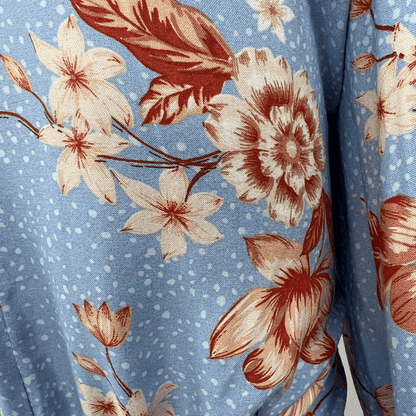 Indikah Long Sleeve Floral Midi Dress Fabric Detail