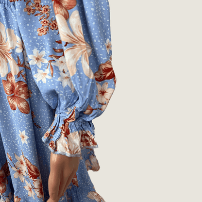 Indikah Long Sleeve Floral Midi Dress Sleeve Detail