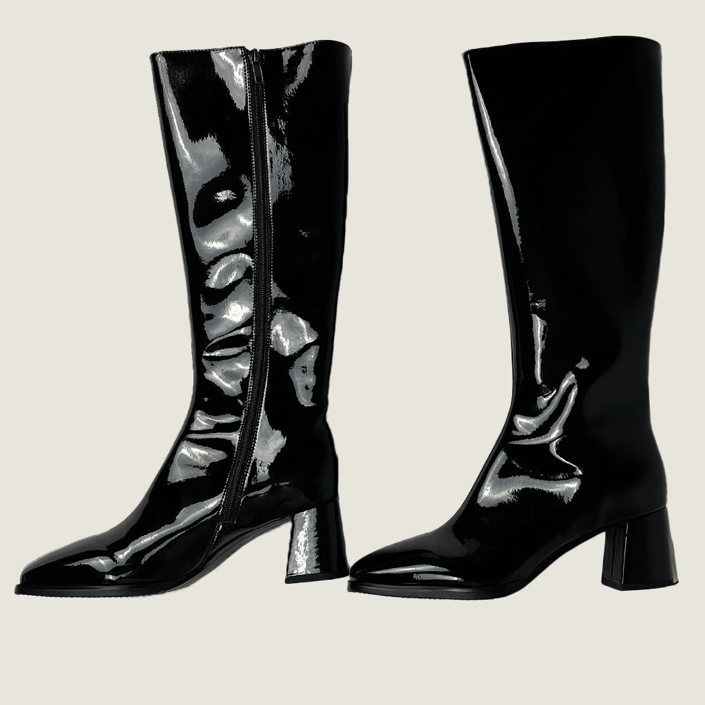 Inking Pot Tall Shiny Patent Leather Boots Pair