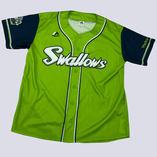 Front view of the Japanese baseball jersey-green Swallows
