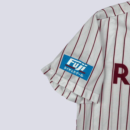 Sleeve view of the Japanese baseball jersey_Rakuten red and white strips