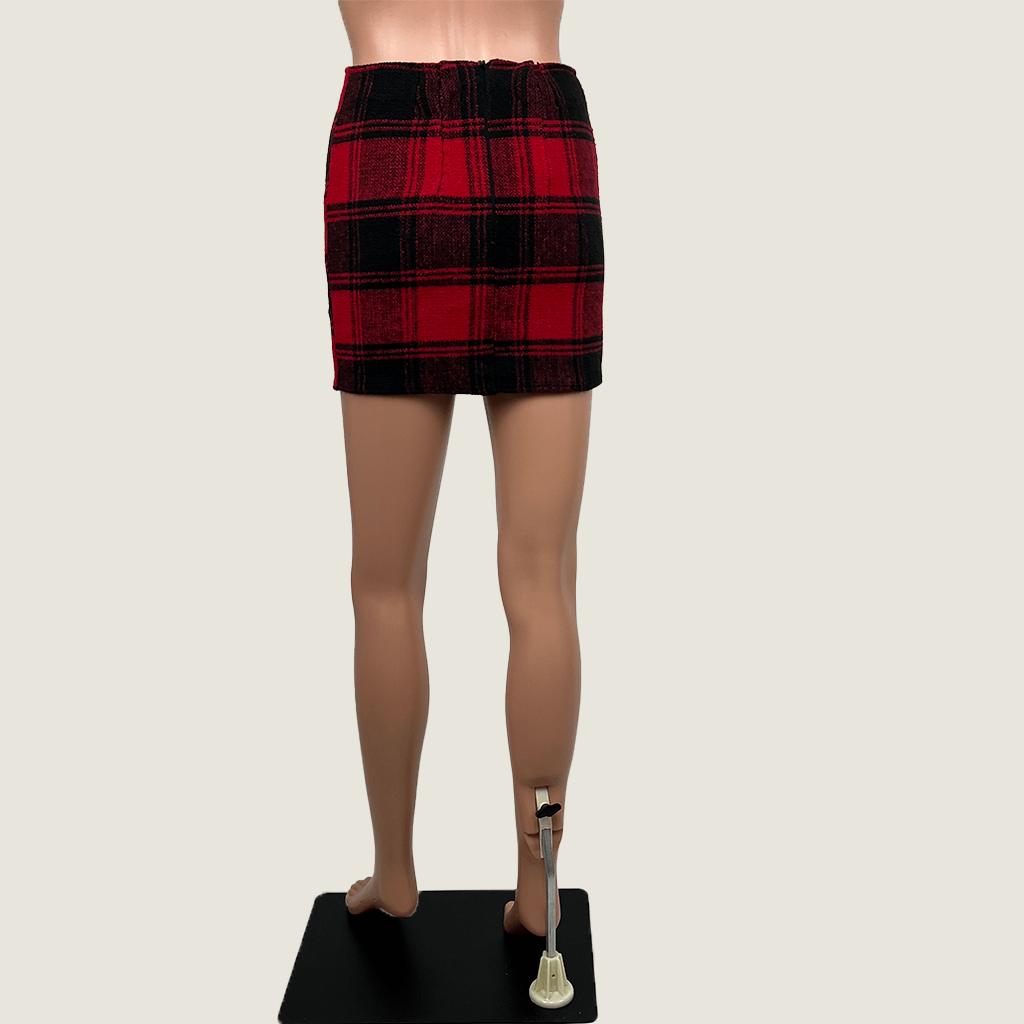 Woman's Plaid Mini Skirt Back